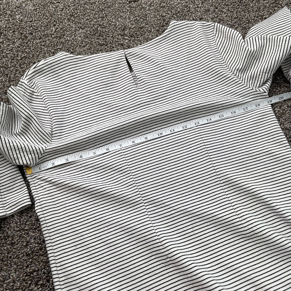 J. Crew Gray Sheath Dress with Bell Sleeves Medium size black and white cotton - Picture 13 of 15